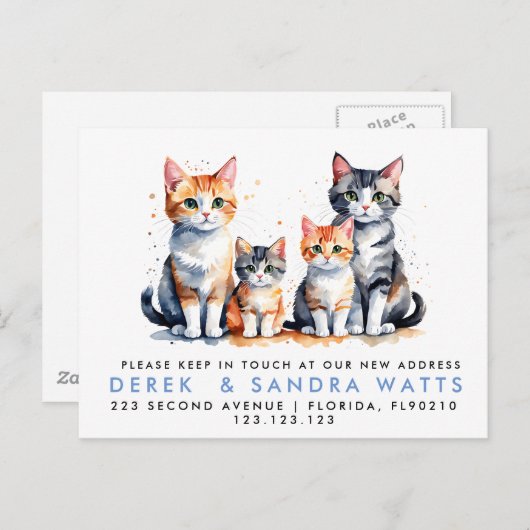 発表した猫たちの住所の変更 案内ポストカード (正面/裏面)