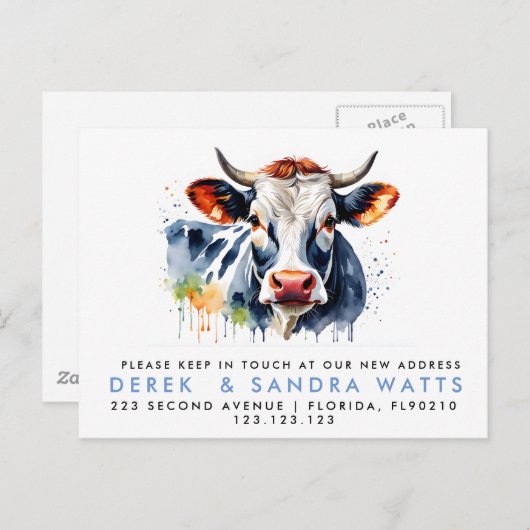 発表の牛を移動したアドレスの変更 案内ポストカード (正面/裏面)