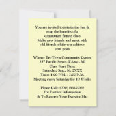 発表はフィットネスの好気性のクラスを発表します 招待状 (裏面)