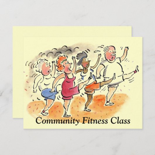 発表はフィットネスの好気性のクラスを発表します 招待状 (正面/裏面)