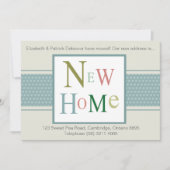 発表を動かすカラフルで新しい家のタイポグラフィ 案内状 (正面)