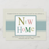 発表を動かすカラフルで新しい家のタイポグラフィ 案内状 (正面/裏面)