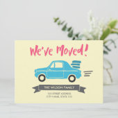 発表を動かすピンクおよび青い引っ越しました 案内状 (スタンド正面)