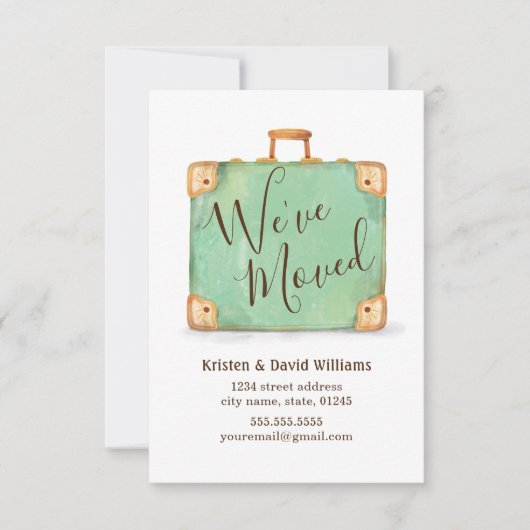 発表を動かすヴィンテージのスーツケースの引っ越しました 案内状 (正面)