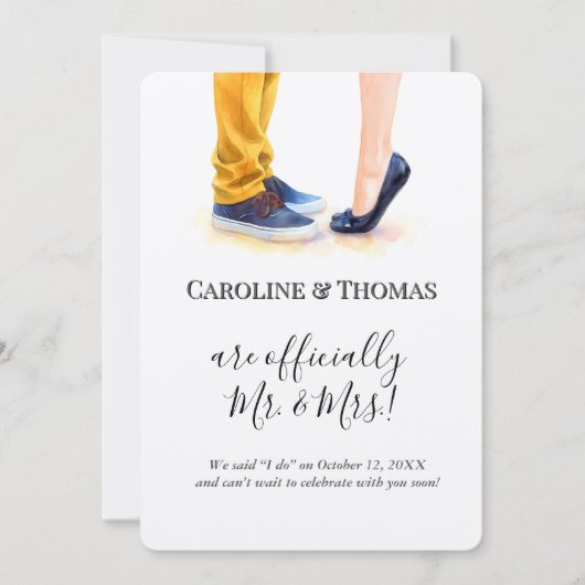 発表カジュアル対結婚イラストレーション 招待状 (正面)