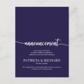 発表中止結婚のネイビエレガントーブルー ポストカード (正面)