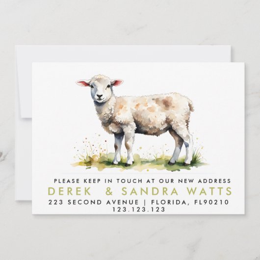 発表子羊を移動した住所の変更 招待状 (正面)