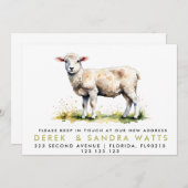 発表子羊を移動した住所の変更 招待状 (正面/裏面)