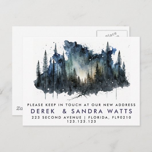 発表用の木材を移動した住所の変更 案内ポストカード (正面/裏面)