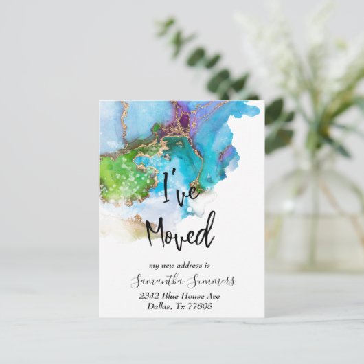 発表用金ゴールドの水色を移動 ポストカード (スタンド正面)