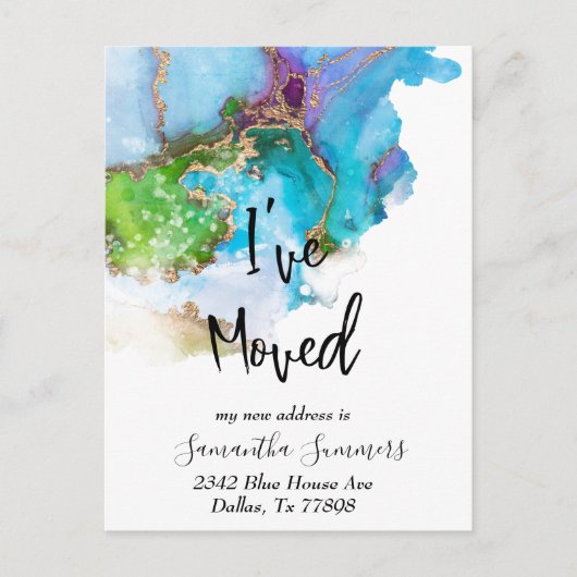 発表用金ゴールドの水色を移動 ポストカード (正面)