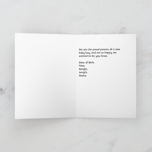 発表誕生新生児少年 カード (内部)