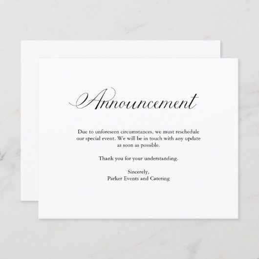 発表 |予算エレガントイベント延期 (正面/裏面)