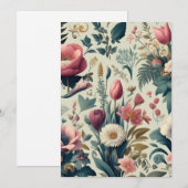 発見素晴らし春フローラ植物模様 招待状 (正面/裏面)