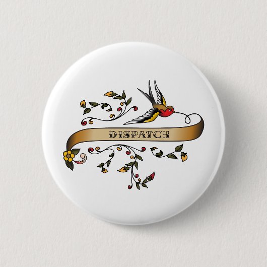 発送が付いているつばめそしてスクロール 缶バッジ (正面)