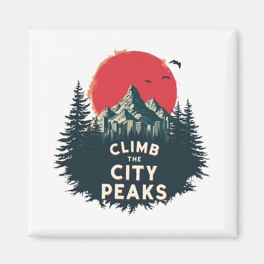 登山ザシティピーク – 登山家冒険アワイ マグネット (正面)