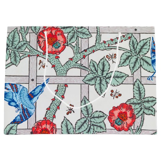 登山バラと小鳥、ウィリアム・モリス大G ラージペーパーバッグ (正面)