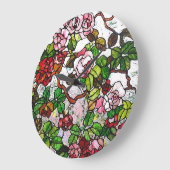 登山バラ – ステンドグラス ラージ壁時計 (傾斜)