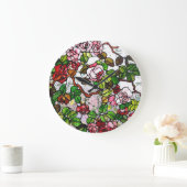 登山バラ – ステンドグラス ラージ壁時計 (ホーム)