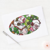 登山バラ – ステンドグラス 楕円形シール (封筒)