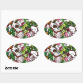 登山バラ – ステンドグラス 楕円形シール (シート)