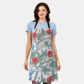 登山バラ&スモールバードウィリアムモリス エプロン (着用した状態)