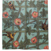 登山バラ&スモールバードウィリアムモリス シャワーカーテン (正面)