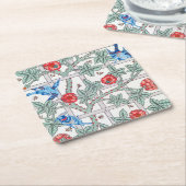 登山バラ&スモールバードウィリアムモリス スクエアペーパーコースター (アングル)