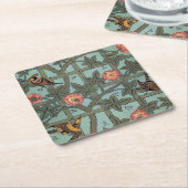 登山バラ&スモールバードウィリアムモリス スクエアペーパーコースター (アングル)