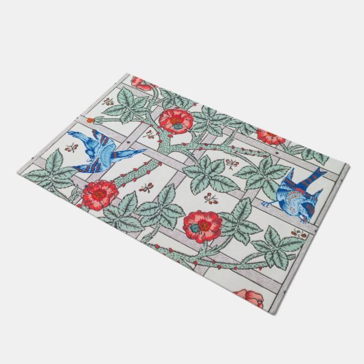 登山バラ&スモールバードウィリアムモリス ドアマット (アングル)