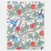 登山バラ&スモールバードウィリアムモリス フリースブランケット (正面)