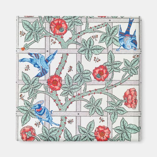 登山バラ&スモールバードウィリアムモリス マグネット (正面)