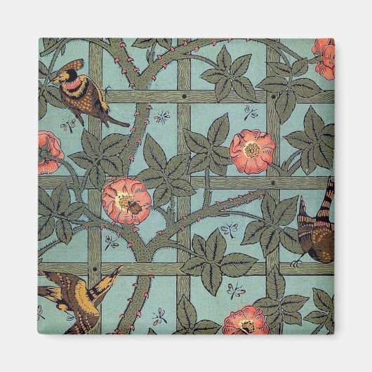 登山バラ&スモールバードウィリアムモリス マグネット (正面)