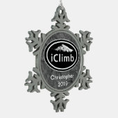 登山パーソナライズされたクライムマウンテンクリスマス スノーフレークピューターオーナメント (左)
