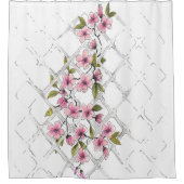 登山ピンク花シャワーカーテン シャワーカーテン (正面)