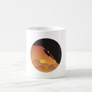 登山フラットデザインベクトルシルエット コーヒーマグカップ