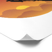 登山フラットデザインベクトルシルエット ポスター (角)