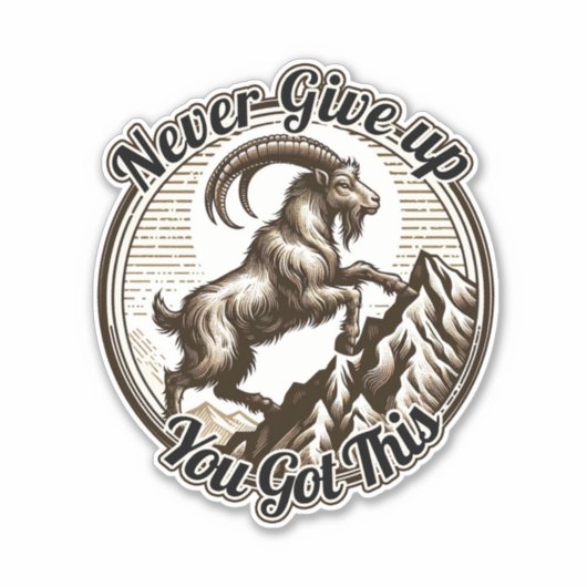 登山マウンテンヤギ山羊座ノー与えアップ シール (正面)