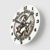 登山マウンテンヤギ山羊座ノー与えアップ ラウンド壁時計 (傾斜)