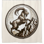 登山マウンテンヤギ山羊座誕生日〔占星術の〕十二宮図 シャワーカーテン (正面)