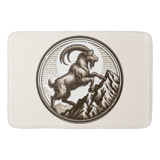登山マウンテンヤギ山羊座誕生日〔占星術の〕十二宮図 バスマット (正面)