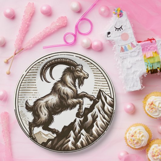 登山マウンテンヤギ山羊座誕生日〔占星術の〕十二宮図 ペーパープレート (パーティー)