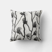 登山モダンつる植物白黒グレーパインターリー クッション (裏面)