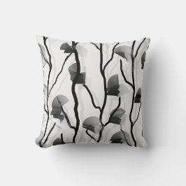 登山モダンつる植物白黒グレーパインターリー クッション