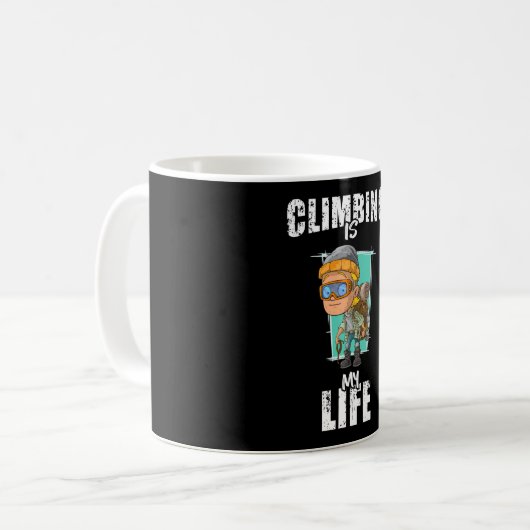 登山ロックマウンテンズクライマーギフトアイディア コーヒーマグカップ (正面左)