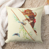 登山子猫と蝶プリント クッション (ブランケット)