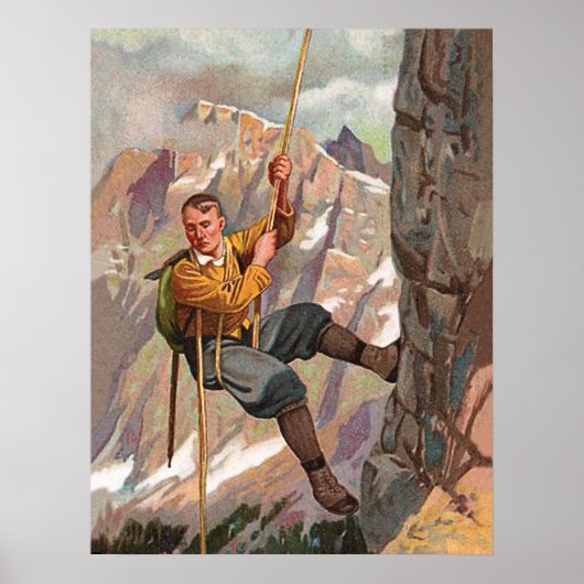 登山家が山に登っている ポスター (正面)