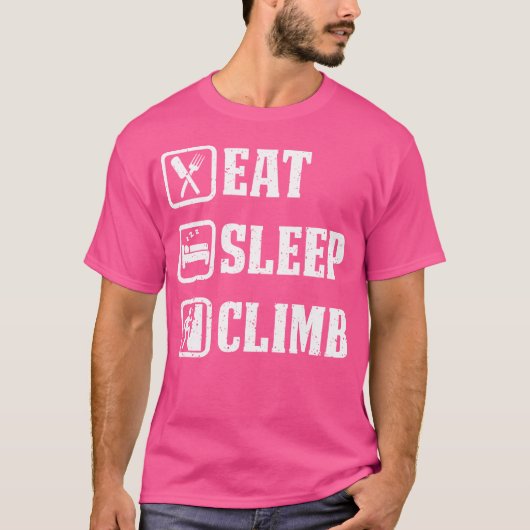 登山家のための食事 睡眠 登山 Tシャツ (正面)