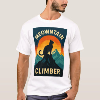 登山家キャットTシャツ – レトロ冒険 Tシャツ