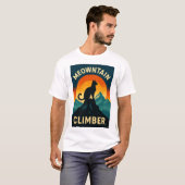 登山家キャットTシャツ – レトロ冒険 Tシャツ (正面フル)